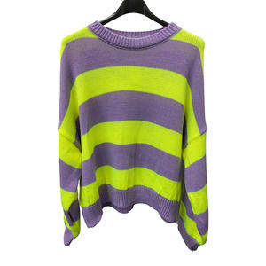 Purple Lime Striped Sweater - - Women's Knitwear